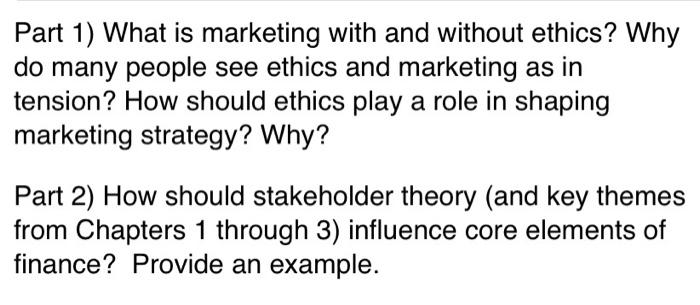 Part 1) What is marketing with and without