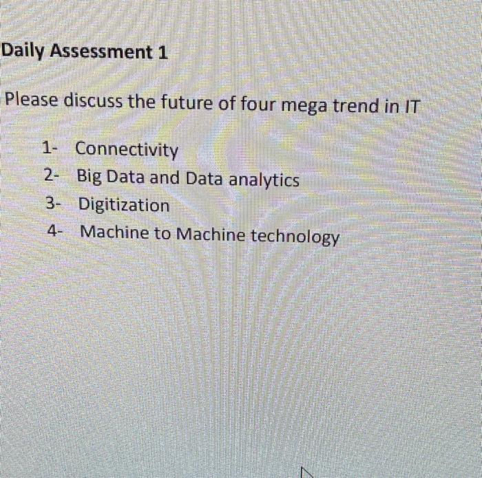 Daily Assessment 1 Please discuss the future of