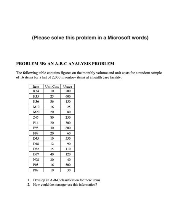 (Please solve this problem in a Microsoft words)