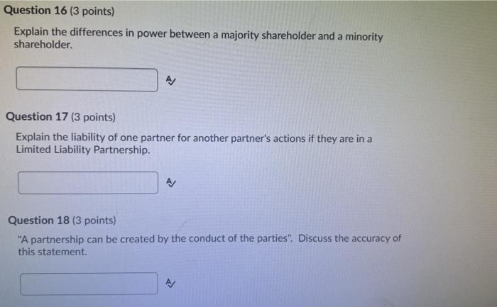 Question 16 (3 points) Explain the differences in