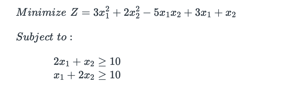 Solve the quadratic programming problem, and