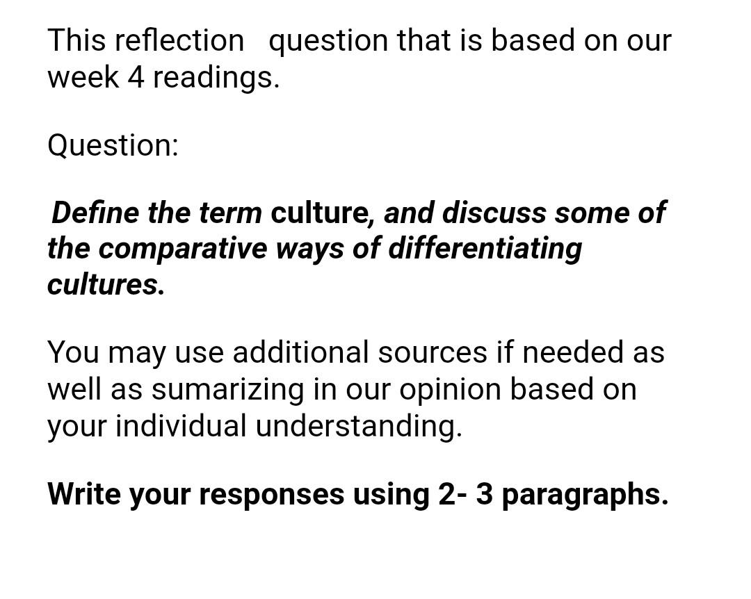 This reflection question that is based on our