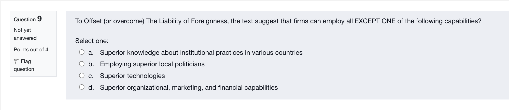 Question 10 Institution Based considerations for