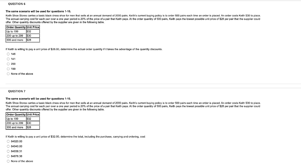 The same scenario will be used for questions