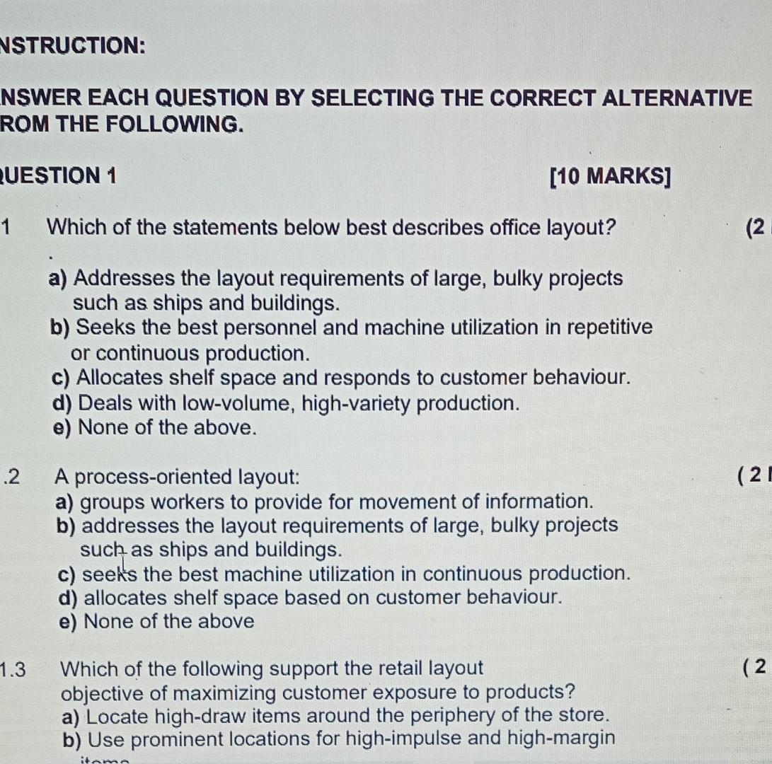 NSWER EACH QUESTION BY SELECTING THE CORRECT