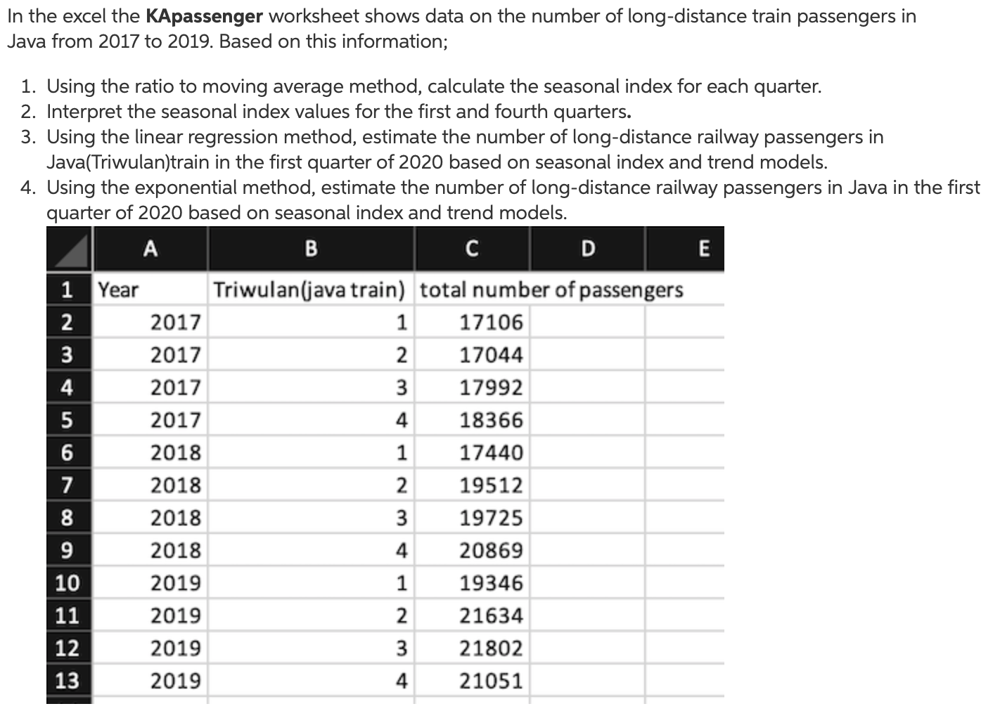 ... E In the excel the KApassenger worksheet