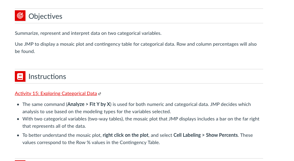 JMP Introductory Lab Activities Activity 15: