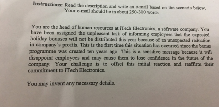 Instructions: Read the description and write an