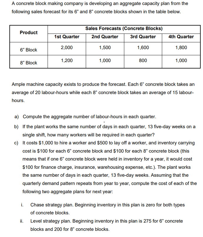 A concrete block making company is developing an