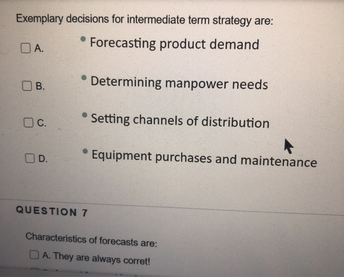 Exemplary decisions for intermediate term