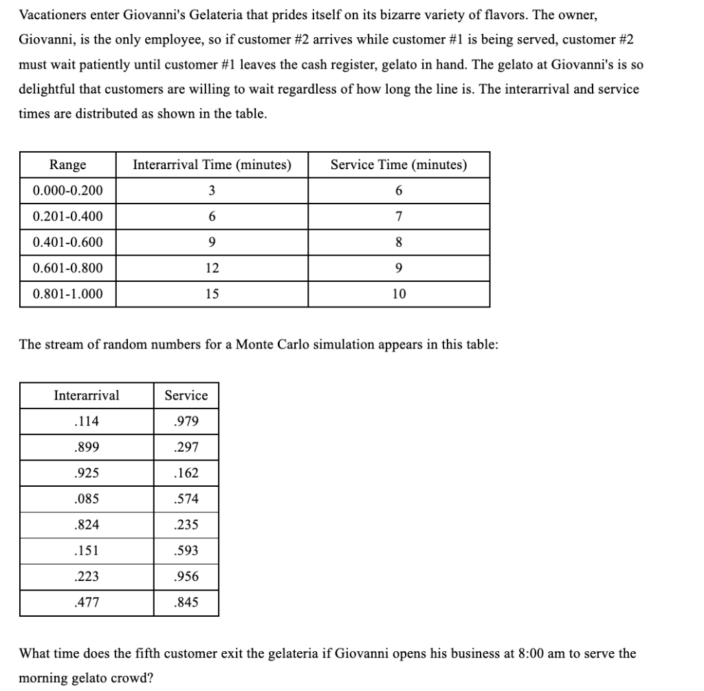PLEASE HELP WITH QUESTIONS 1-6. Vacationers enter