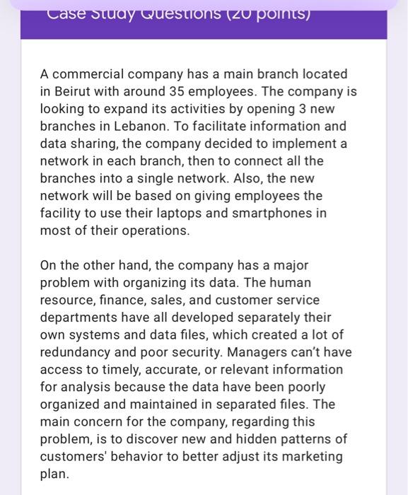 please this is exam answer me asap thank you Case