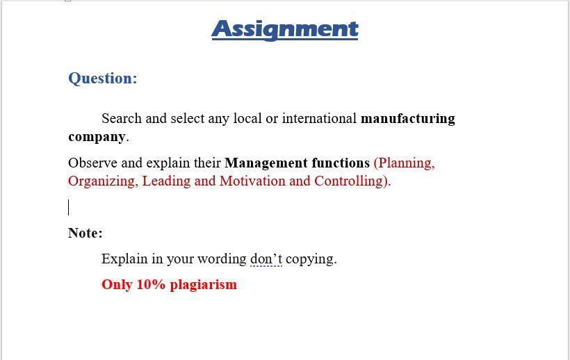 Assignment Question: Search and select any local