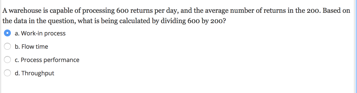 A warehouse is capable of processing 600 returns