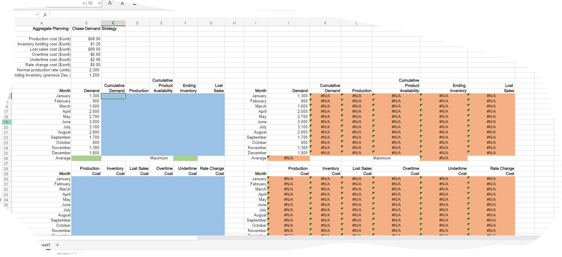 Chapter 14 Excel Activity: Aggregate Planning &