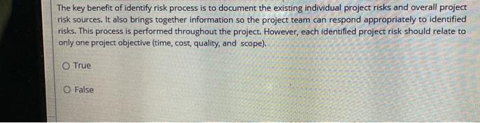 lin identify risk process, the current assessment