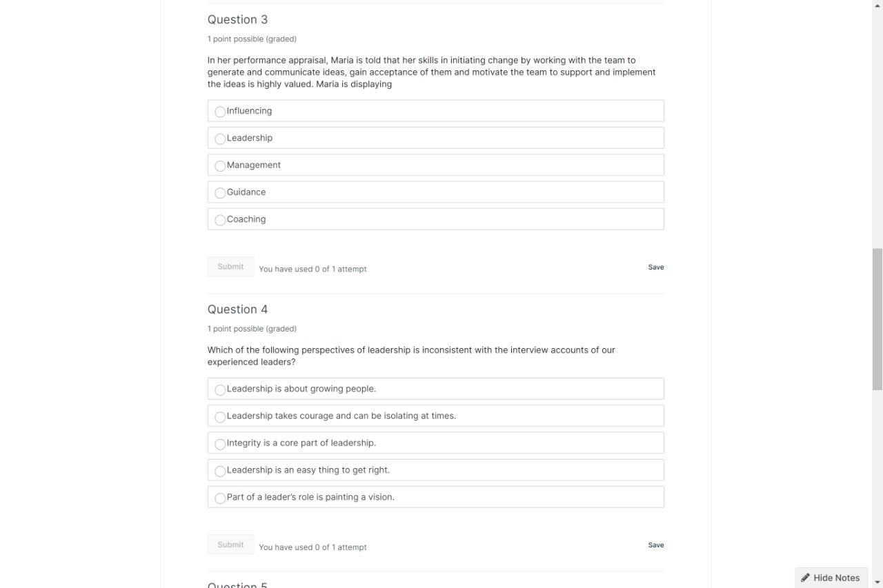 Select the one correct answer for the following
