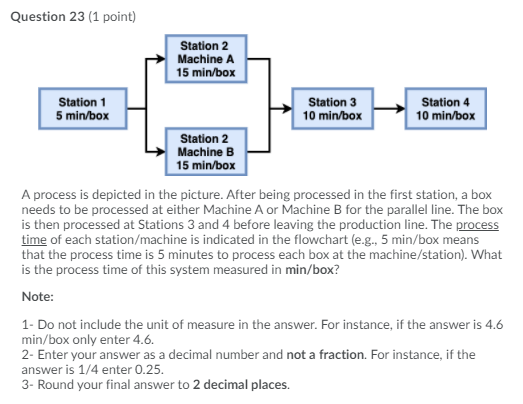 Question 25 (1 point) Consider a manufacturing
