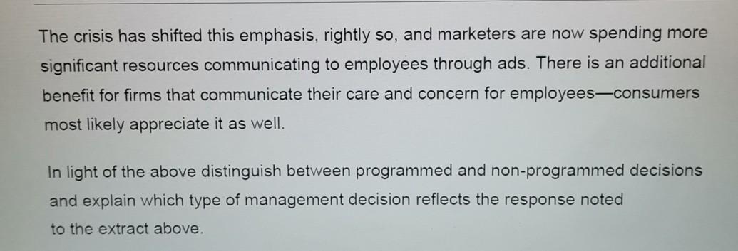 QUESTION THREE [15] As a marketer, one thing I've