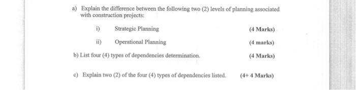 a) Explain the difference between the following