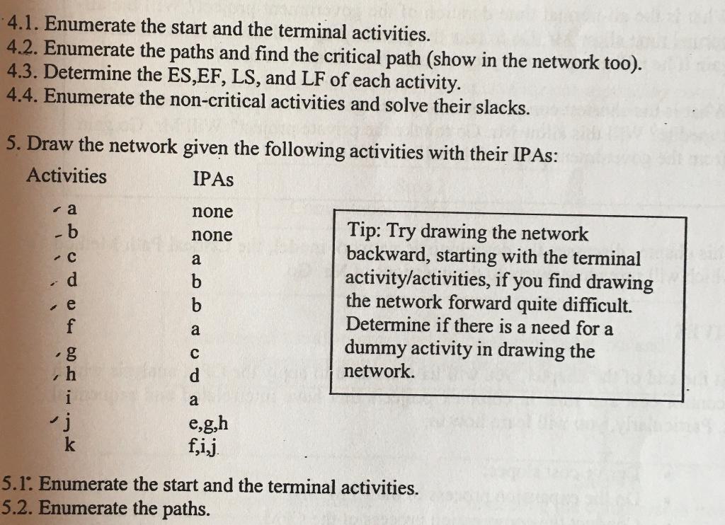 4.1. Enumerate the start and the terminal