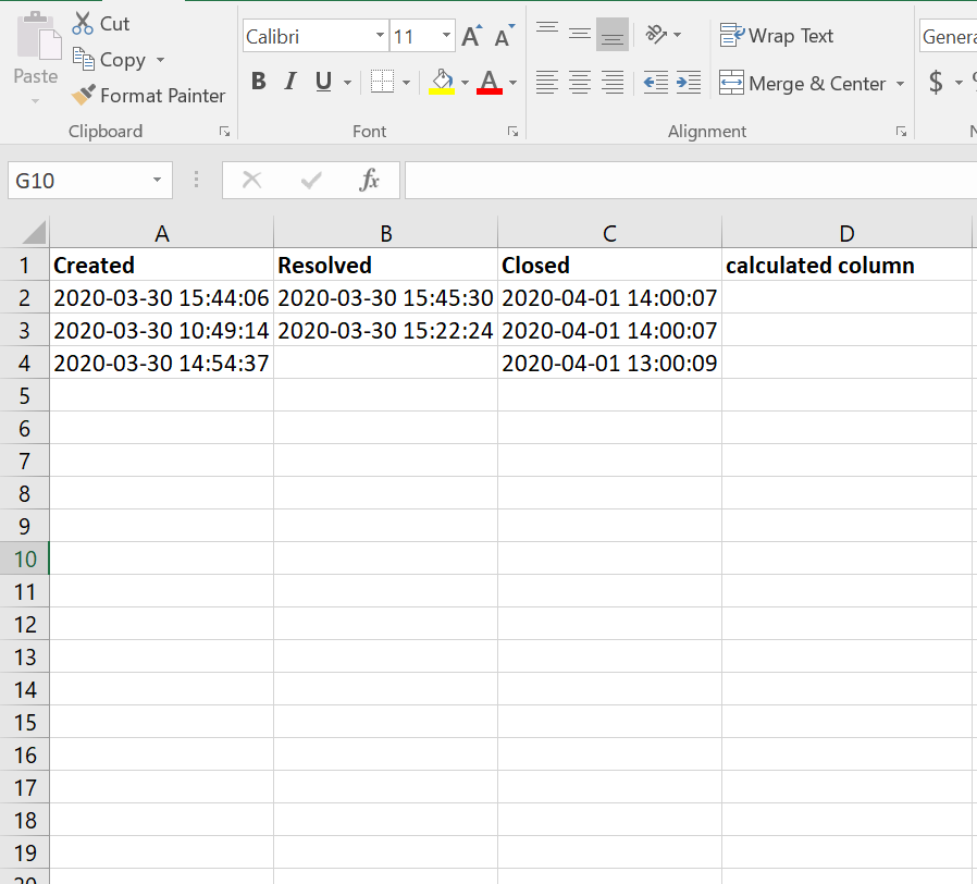 There are 4 columns in this excel sheet. They all