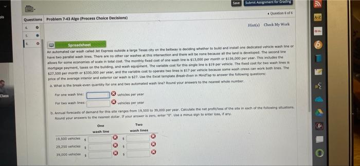 help please Hint(s) Check My Work 5 Spreadsheet