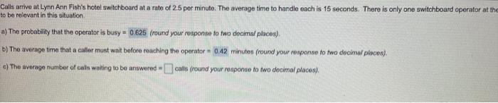 what is C? Calls arrive at Lynn Ann Fish's hotel