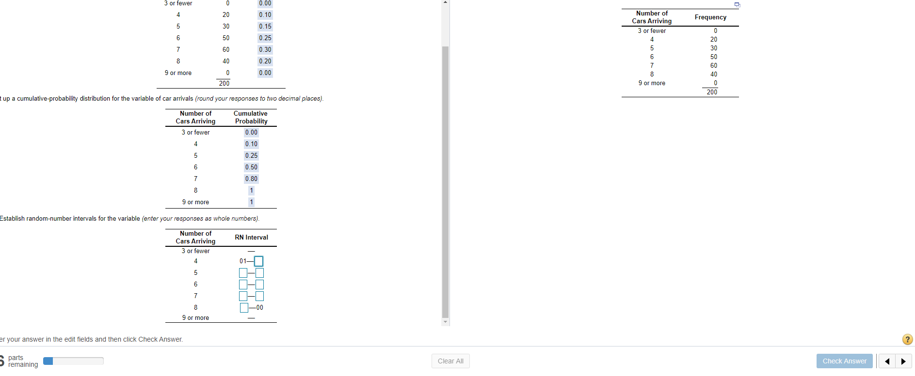 The number of hours is 200 3 or fewer 0 4 20