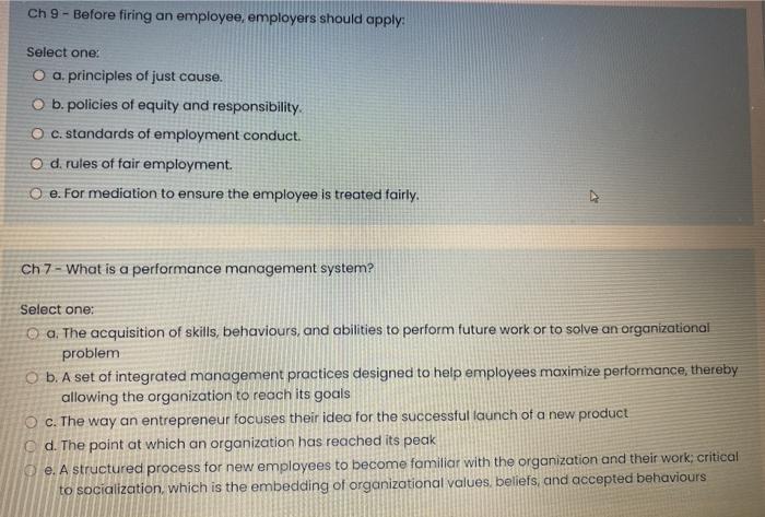 Ch 9 - Before firing an employee, employers