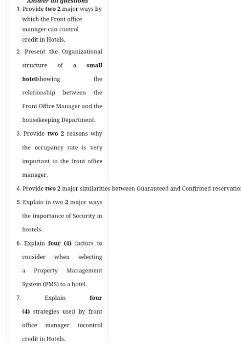 the 1. Provide two 2 major ways by which the