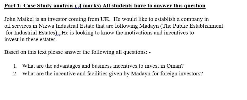 Part 1: Case Study analysis (4 marks) All