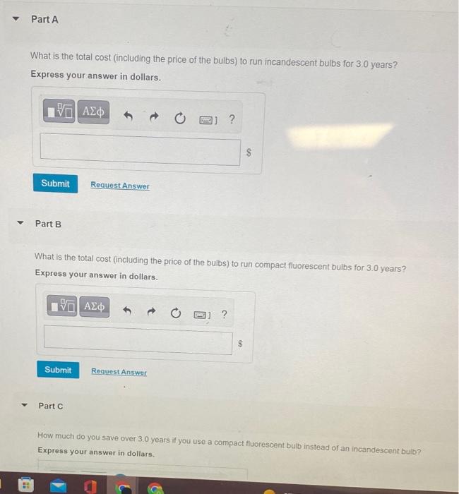 part a,b,c Part A,B,C Part B What is the total