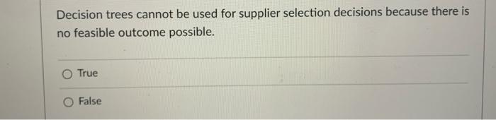 Decision trees cannot be used for supplier
