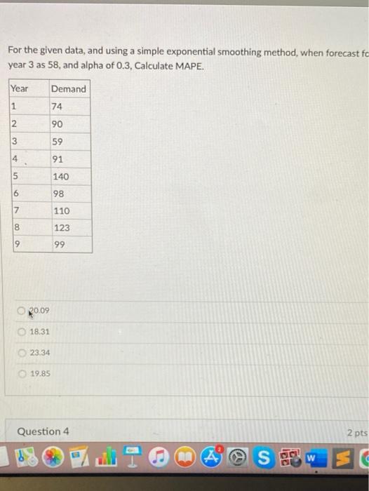 For the given data, and using a simple