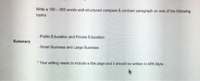 Write a 150 - 200 words well-structured compare &