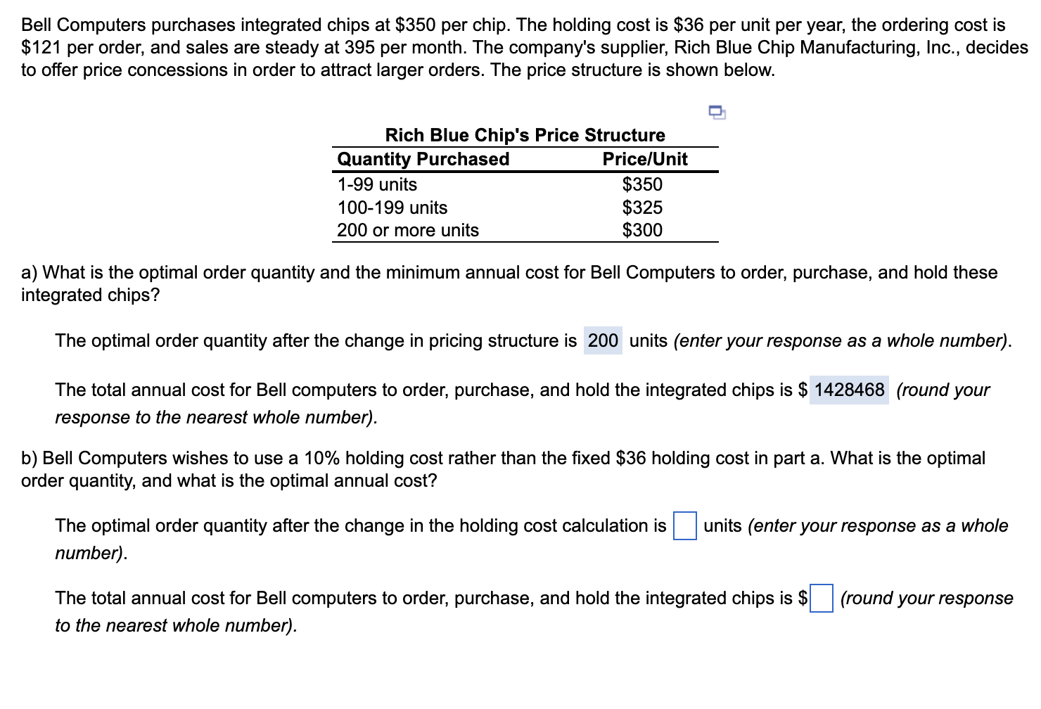 Bell Computers purchases integrated chips at $350