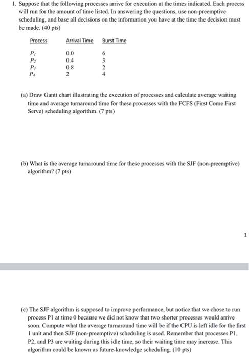 (d) What is the (1) average turnaround time and