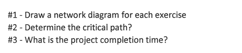 #1 - Draw a network diagram for each exercise #2