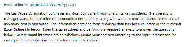 Need help with the excel formulas E 1 EOQ