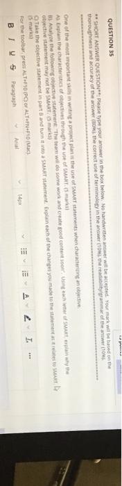 QUESTION 35 15 points ** SHORT ANSWER QUESTION