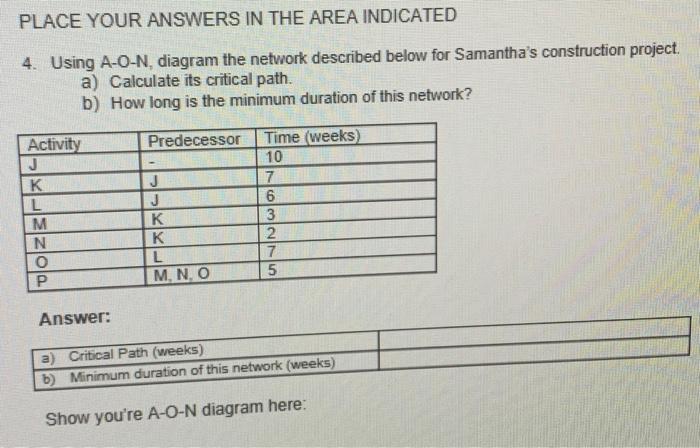 4. Using A-O-N, diagram the network described