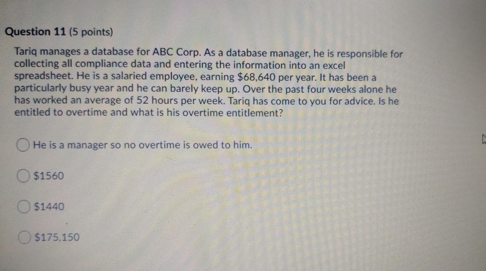 employment law Question 18 (3 points) Klara