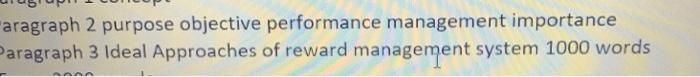 aragraph 2 purpose objective performance
