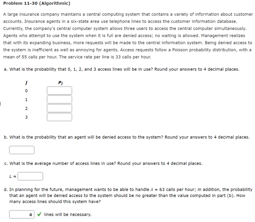 Problem 11-30 (Algorithmic) A large insurance