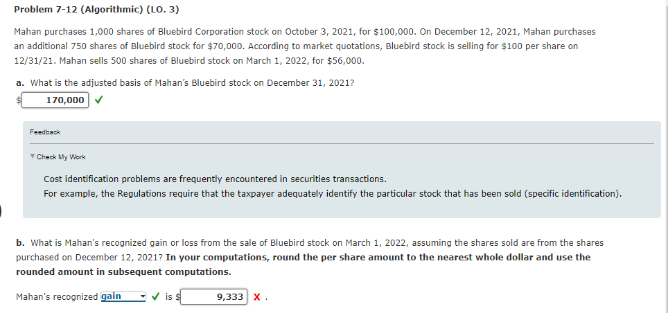 Need help with B. Problem 7-12 (Algorithmic) (LO.