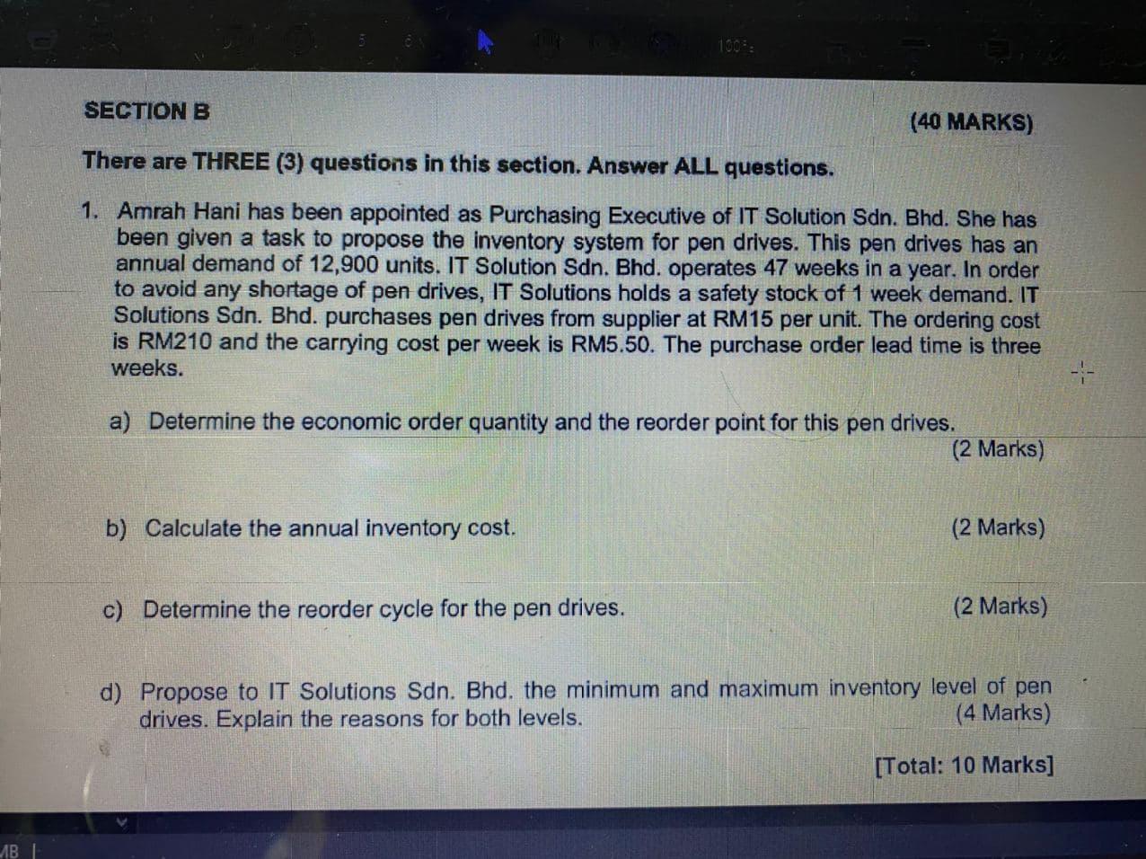 1002: SECTION B (40 MARKS) There are THREE (3)