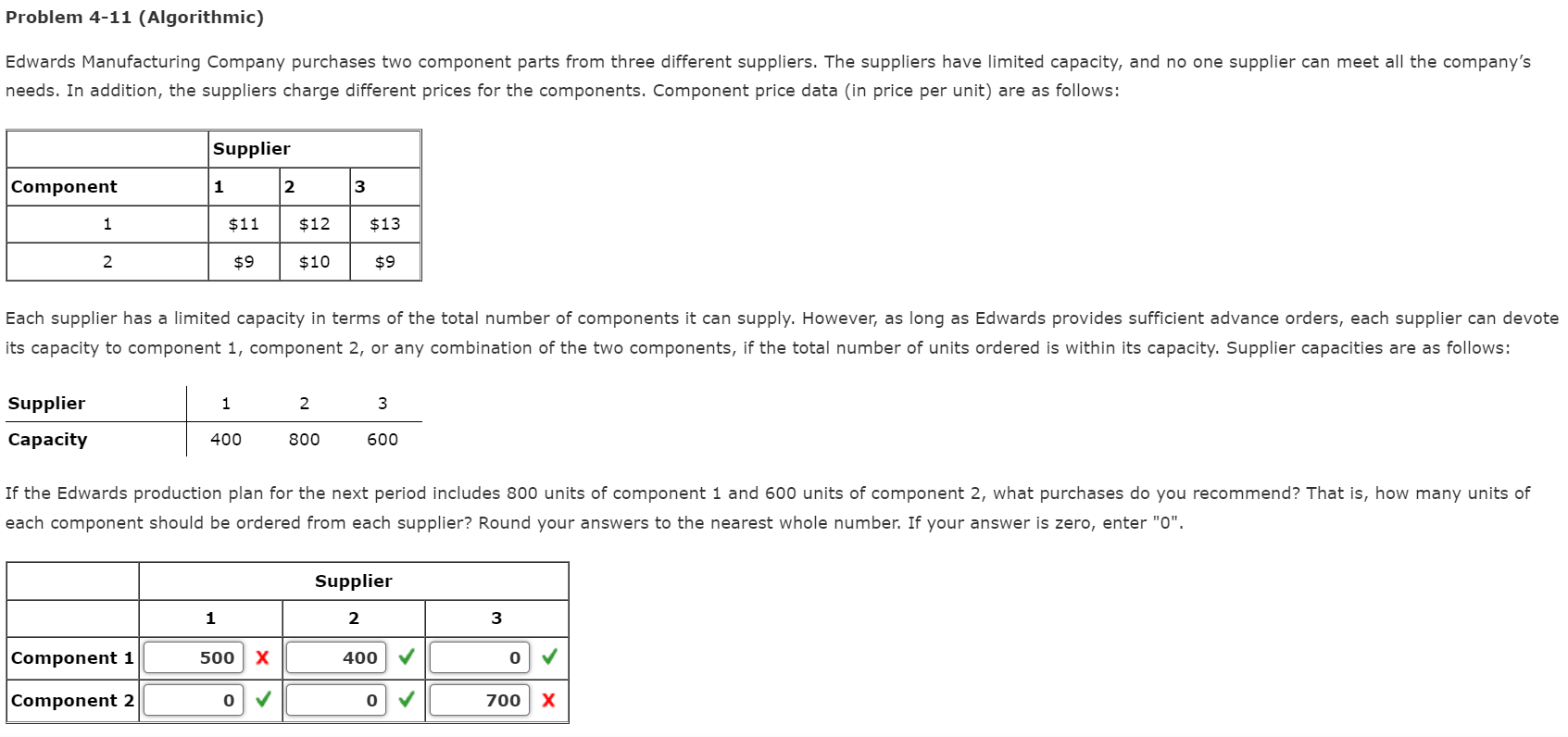 Problem 4-11 (Algorithmic) Edwards Manufacturing