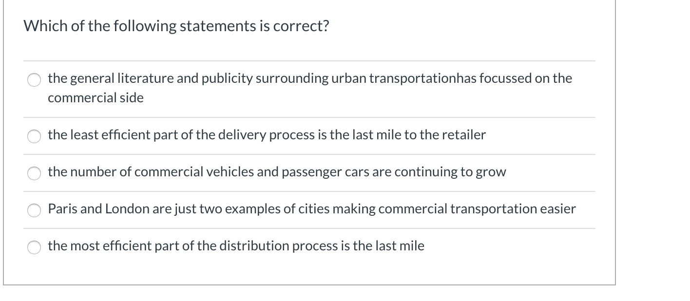 Which of the following statements is correct? o