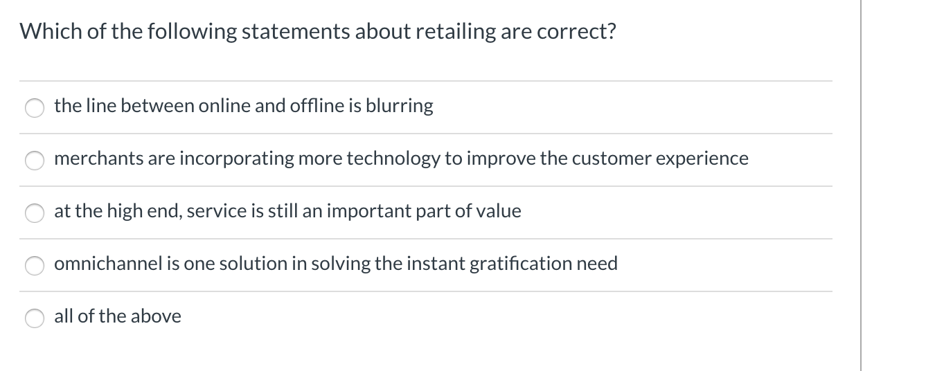 Which of the following statements is correct? o
